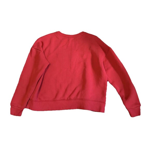 New Balance Big Fuzzy Textured Logo Red Crewneck Sweatshirt Women's Size XL - Picture 6 of 7